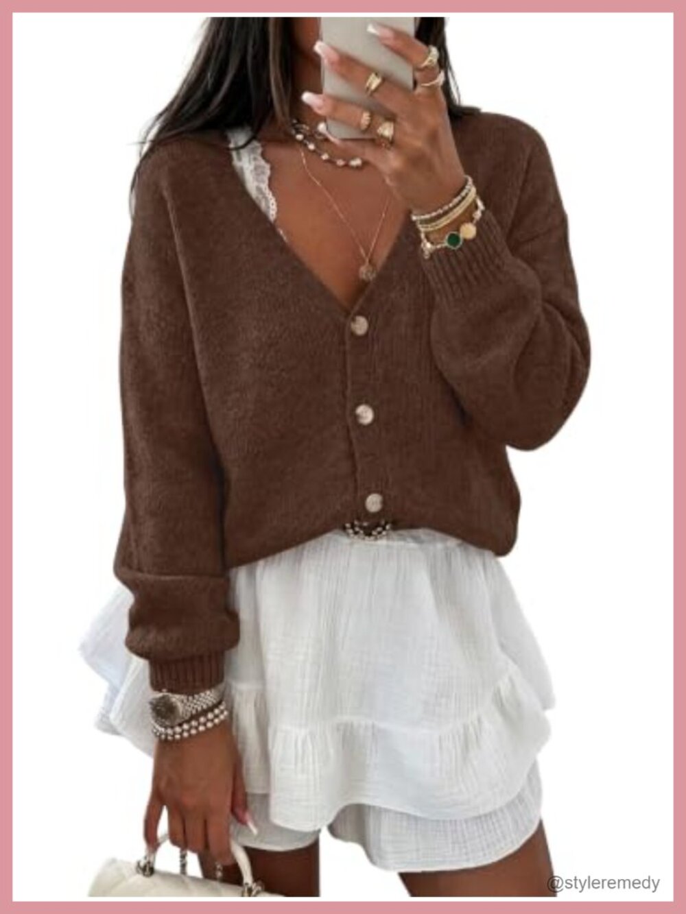 Oversized V-Neck Button Up Cardigan Sweater for Women Casual Fall Winter Layers